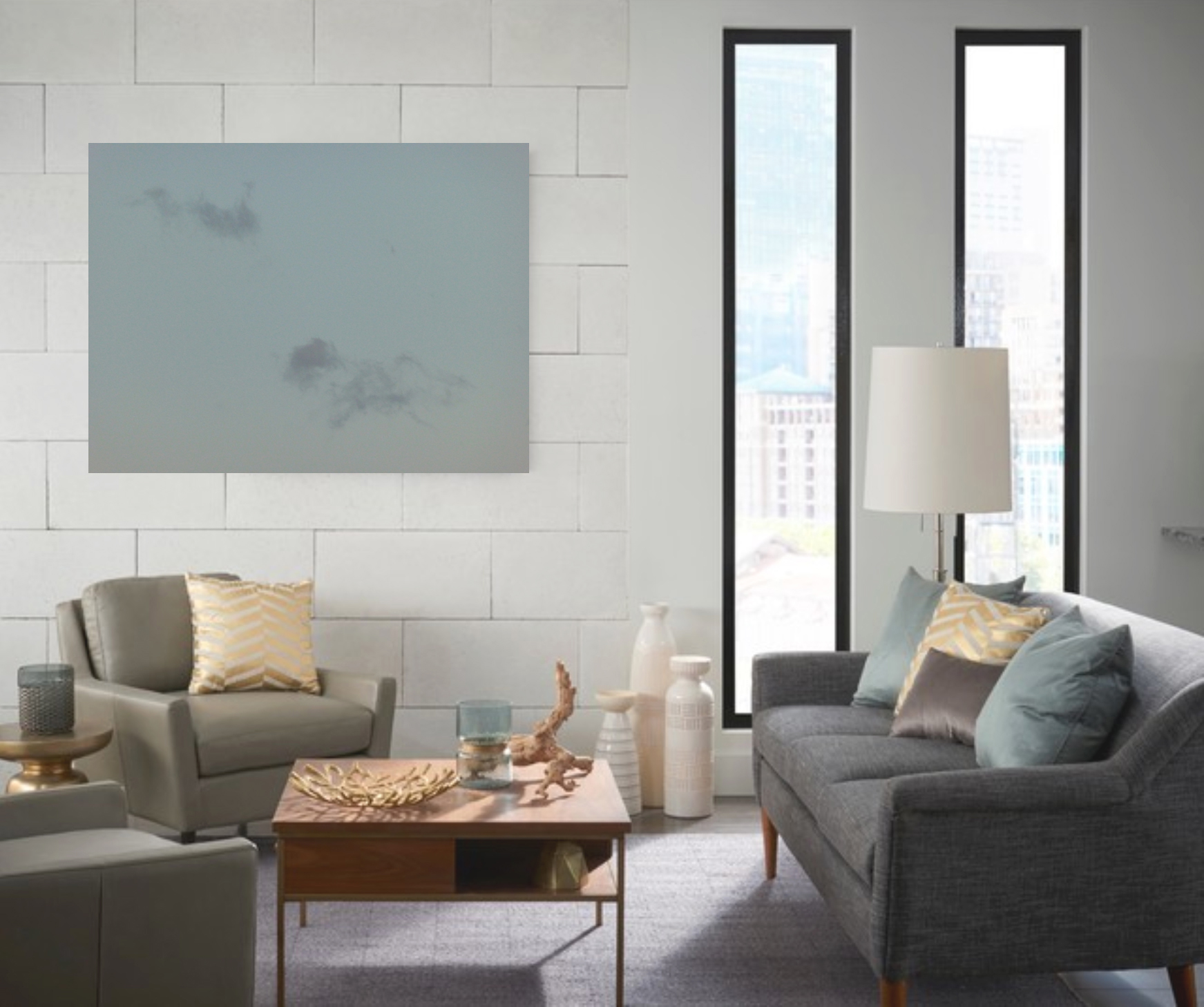 "Grey Horses" in a contemporary living room